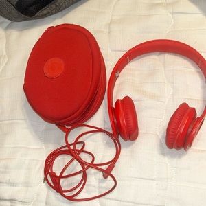 Red Beat headphones with cord